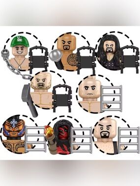 Custom WWE  - Set of 8 Mini Figures